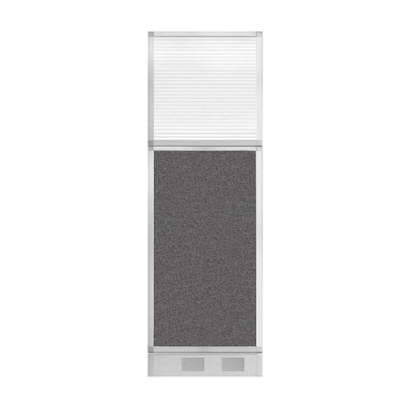 Versare Hush Panel Cubicle Partition 2' x 6' Charcoal Gray Fabric Clear Fluted Window w/ Cable Channel 1856207-1